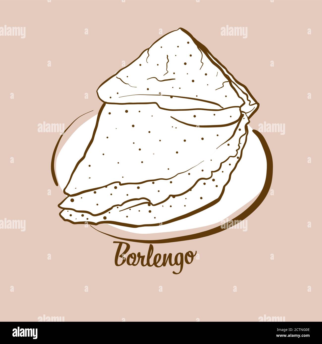 Hand-drawn Borlengo bread illustration. Pancake, usually known in Italy. Vector drawing series. Stock Vector