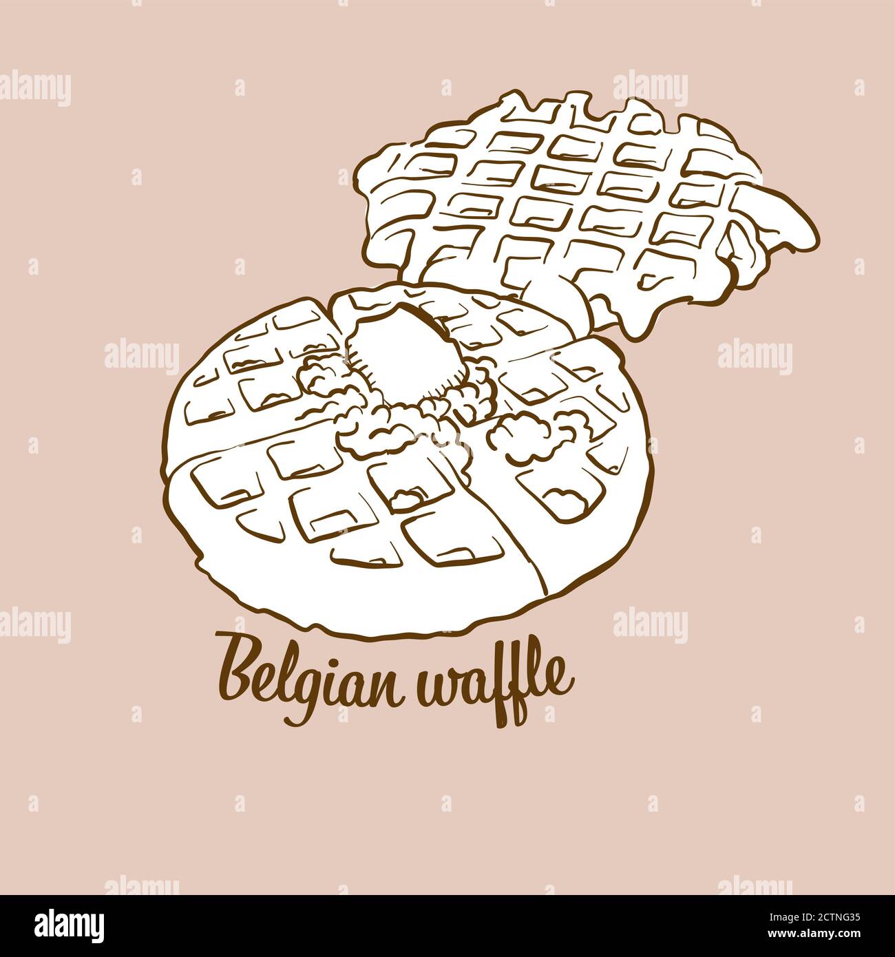 Hand Drawn Sketch Of Belgian Waffle Bread Vector Drawing Of Waffle Food Usually Known In Belgium Bread Illustration Series Stock Vector Image Art Alamy