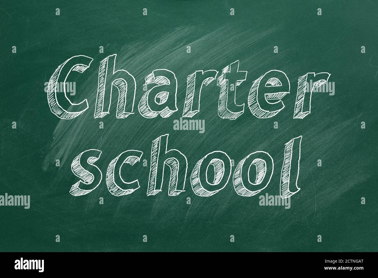 Hand drawing 'Charter school' on green chalkboard Stock Photo