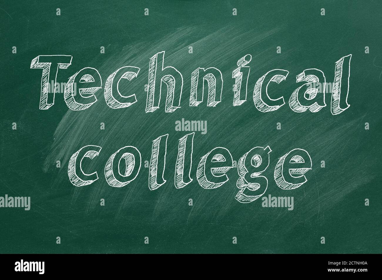 Hand drawing 'Technical college' on green chalkboard Stock Photo
