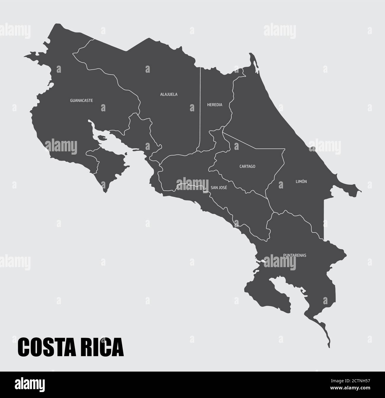 Costa Rica provinces map Stock Vector Image & Art Alamy