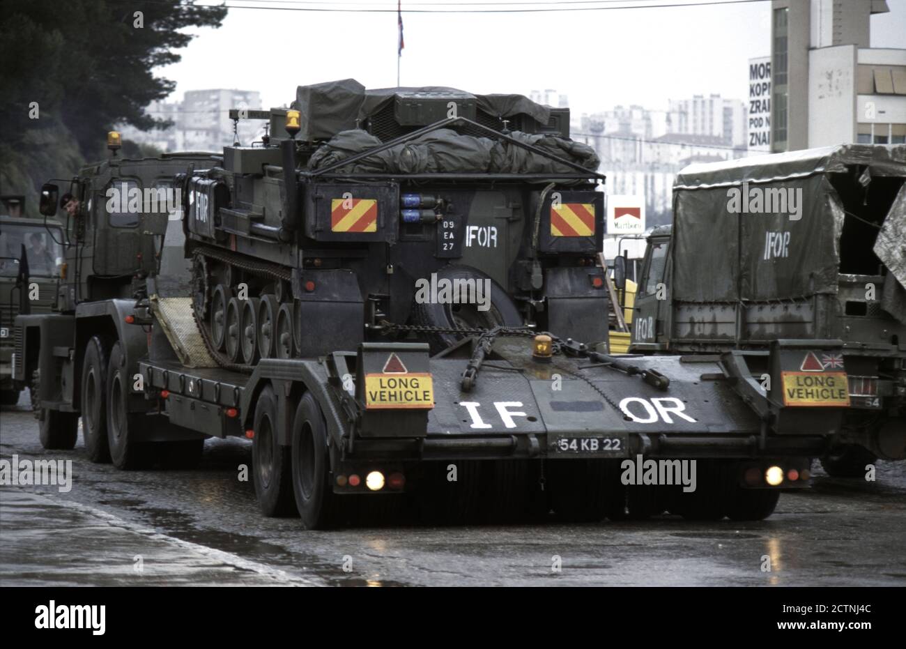 27th December 1995 During the war in Bosnia: British Army armour, part of the newly formed IFOR contingent, arrives in the port of Split, Croatia. Stock Photo