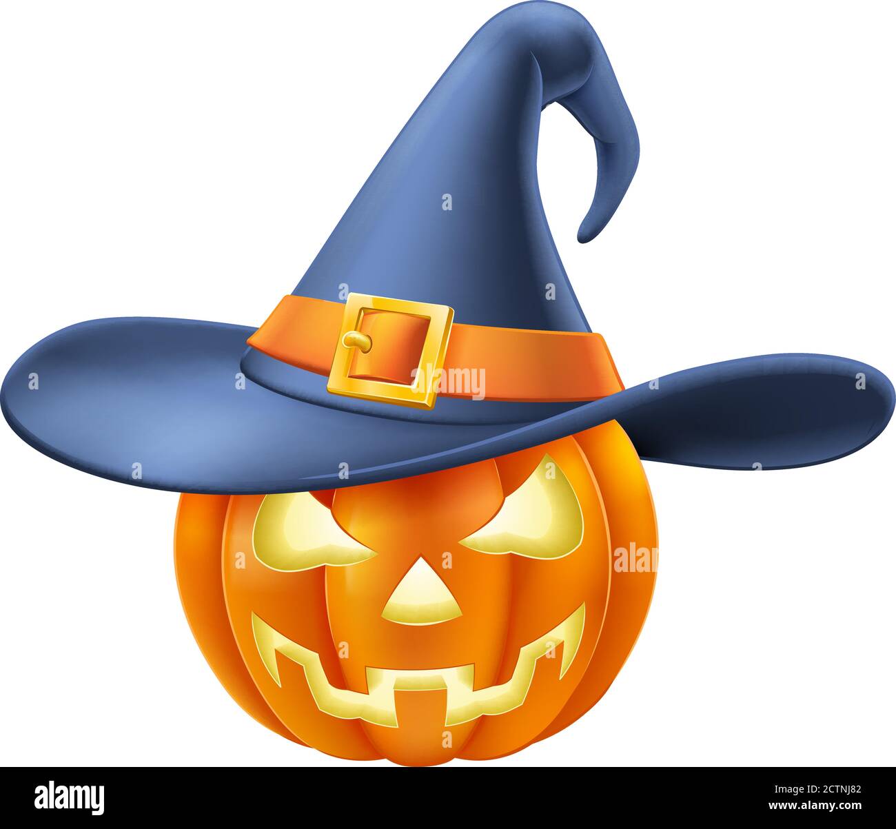 Pumpkin Wearing Witch Hat Halloween Cartoon Stock Vector