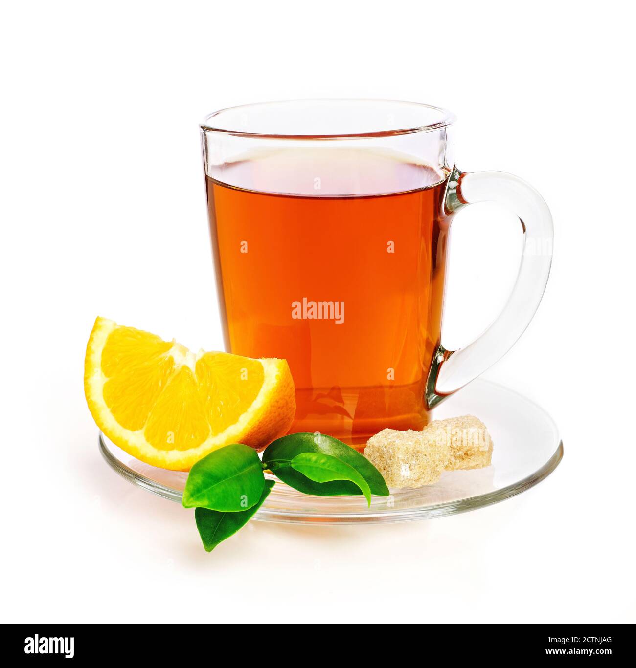 Cup of tea with orange slice, isolated on white Stock Photo Alamy