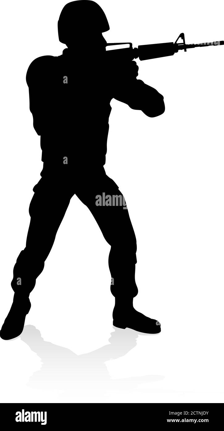 Soldier Detailed High Quality Silhouette Stock Vector
