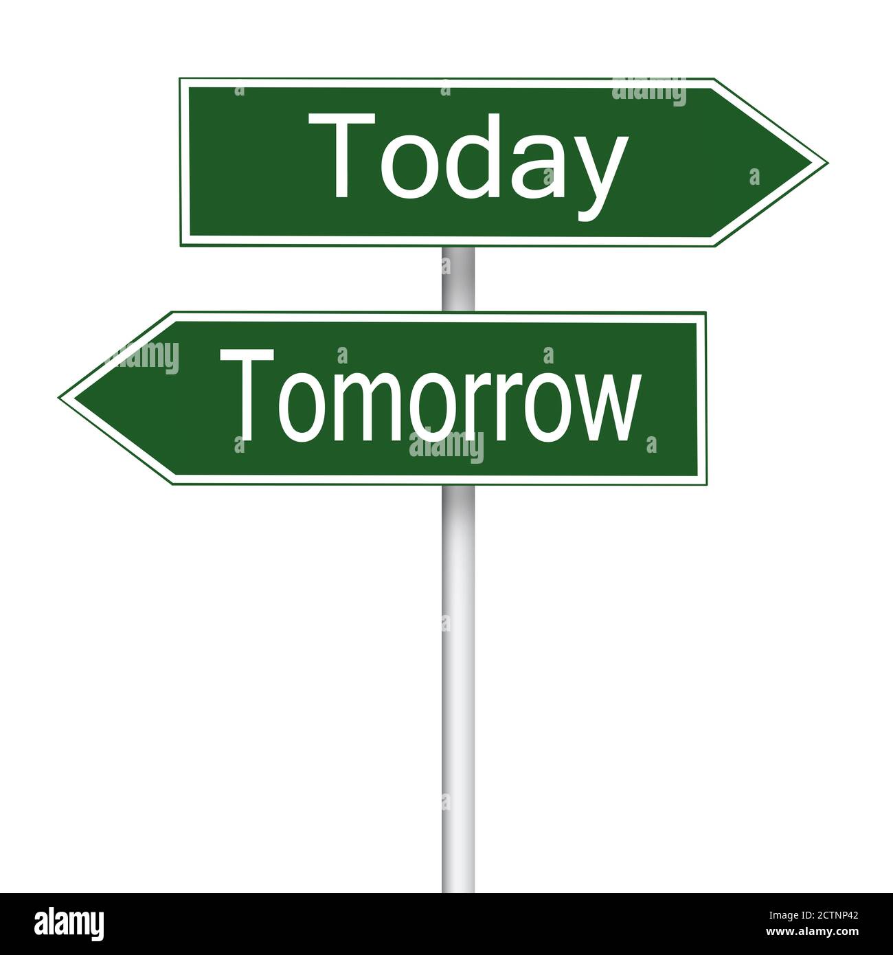 Today vs tomorrow road sign Stock Photo Alamy