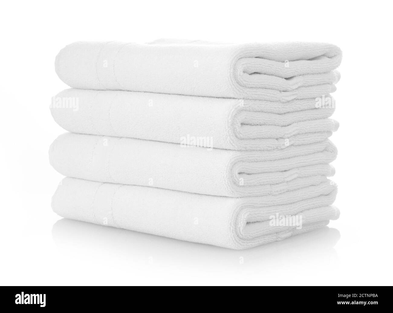 Clean white towels isolated on white Stock Photo Alamy