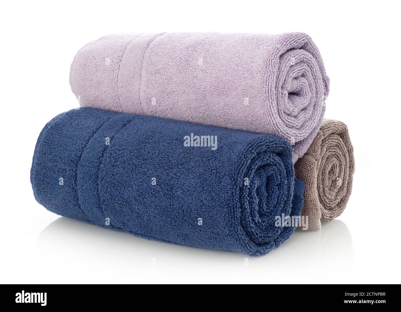 Clean multi-colored towels isolated on white Stock Photo