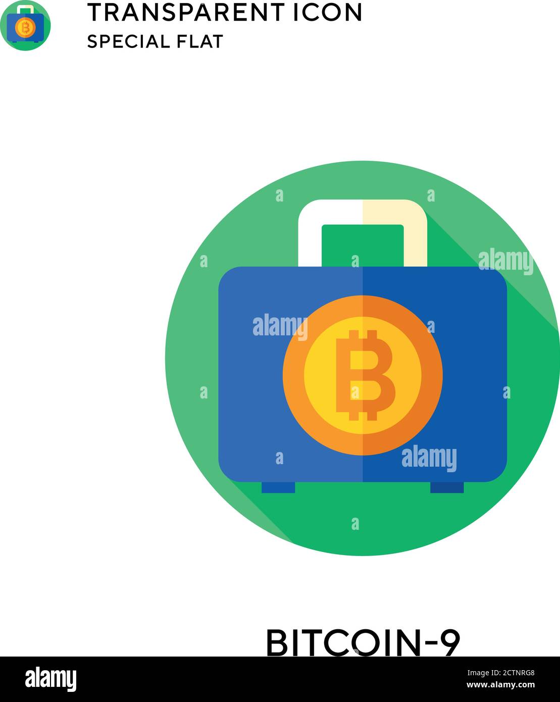 Bitcoin-9 vector icon. Flat style illustration. EPS 10 vector. Stock Vector