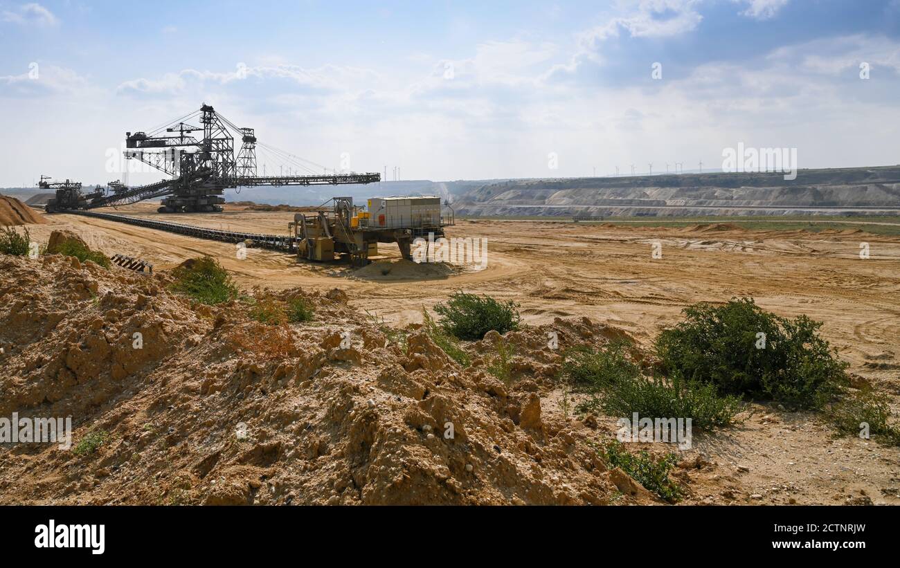 Lignite mining in Garzweiler open pit with bucket wheel excavator Stock Photo