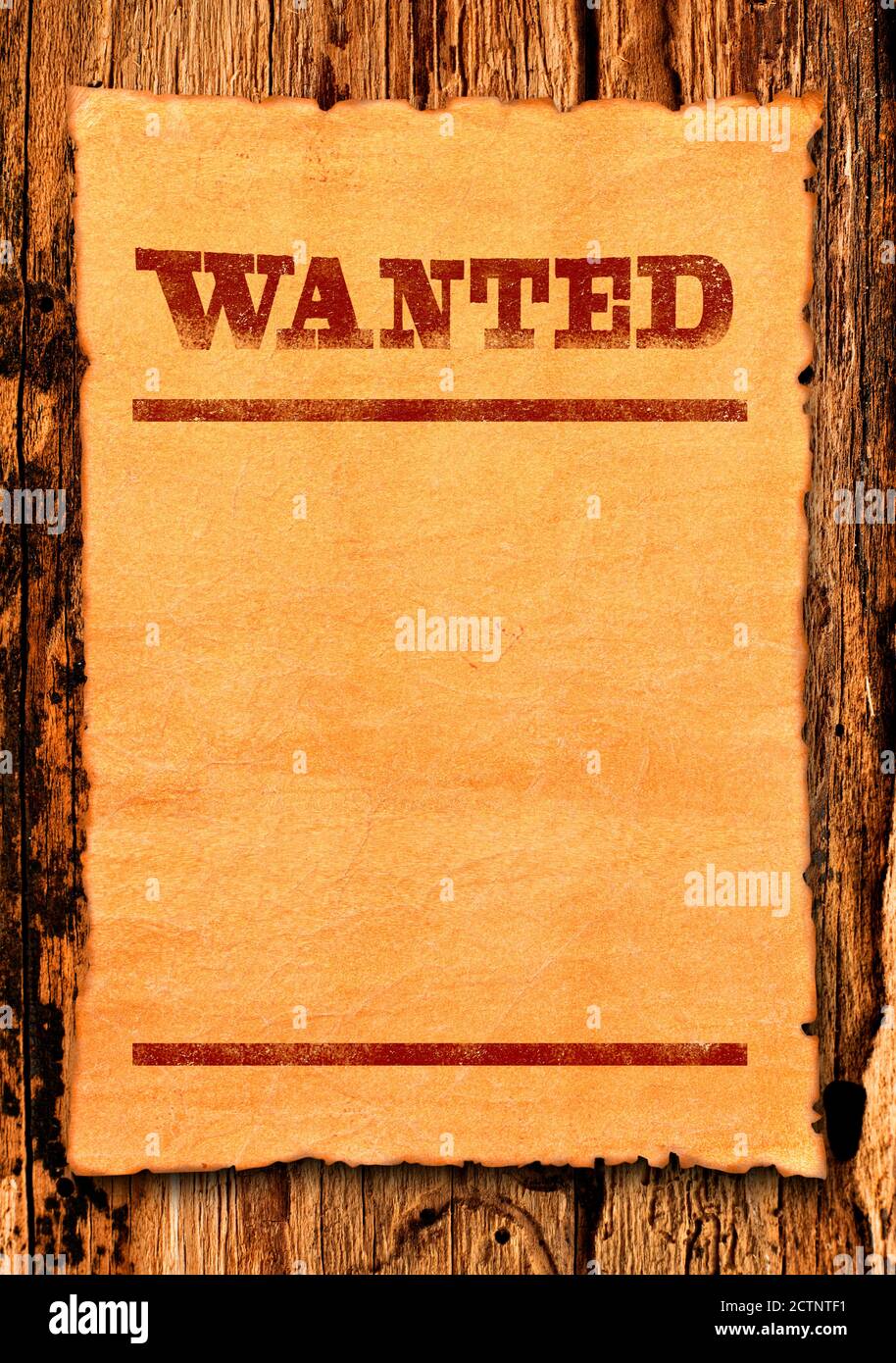 Wanted blank poster on wood Stock Photo Alamy