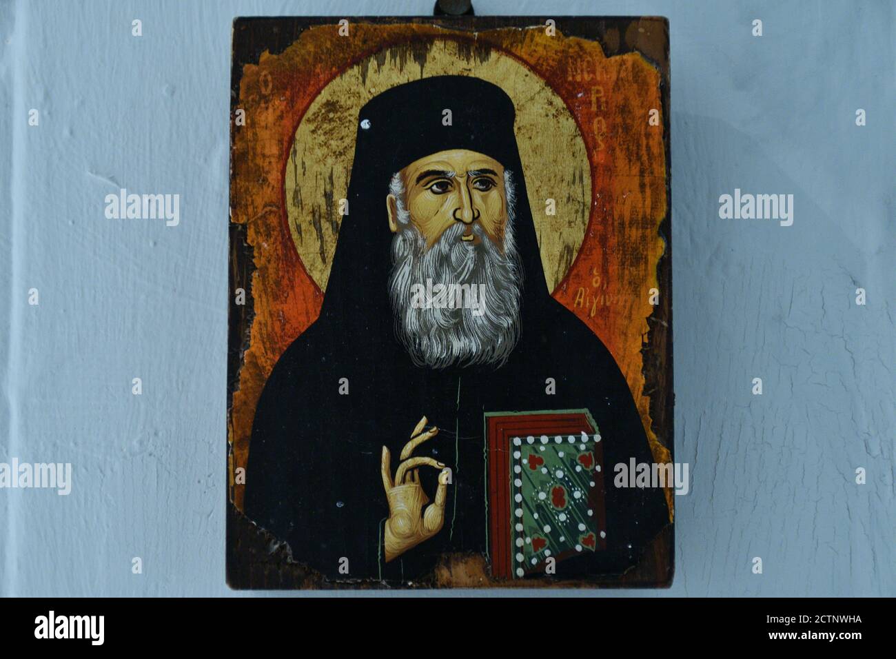 An orthodox icon painted on wood Stock Photo