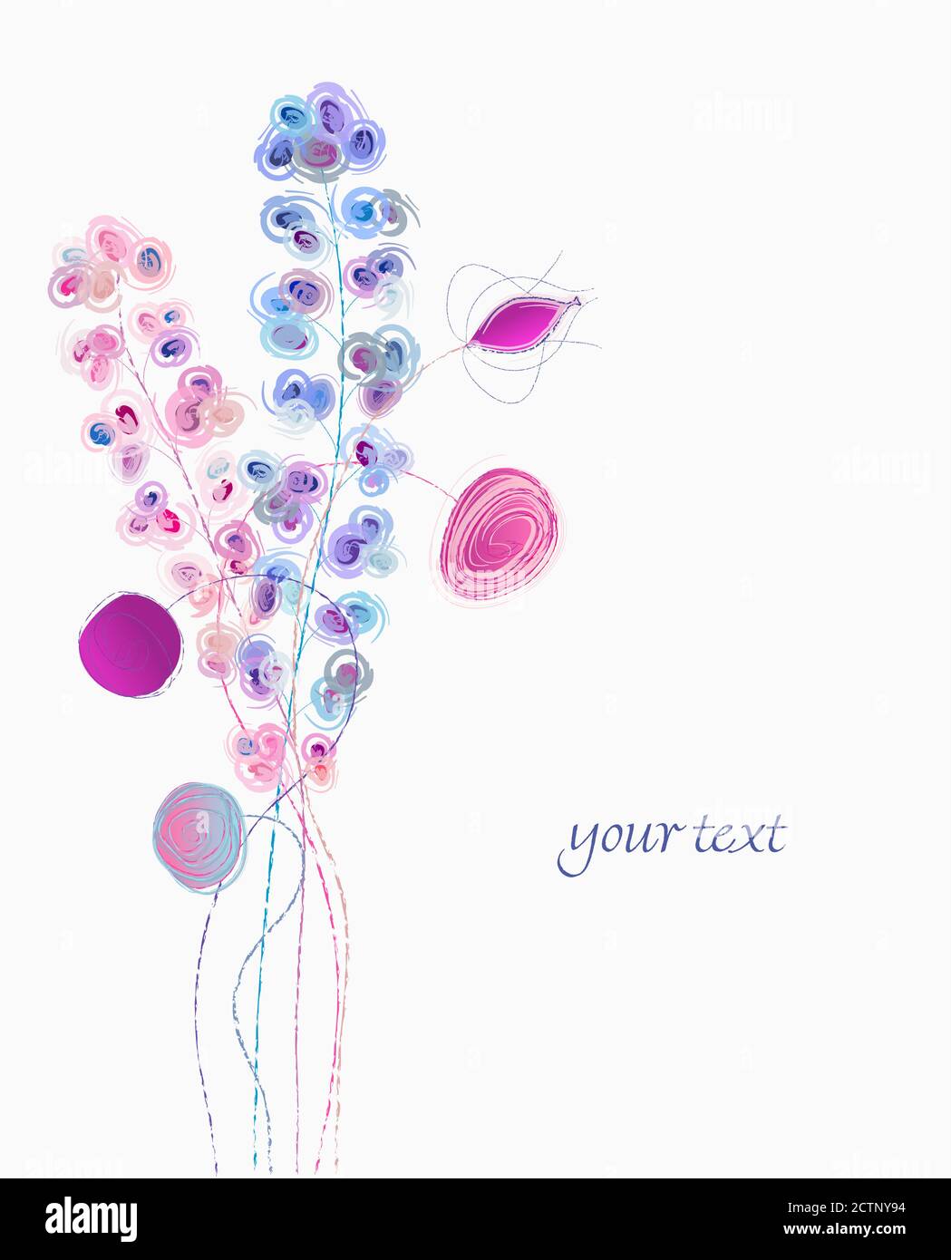 artificial pastel flower illustration, seasonal flower, free copy space Stock Vector