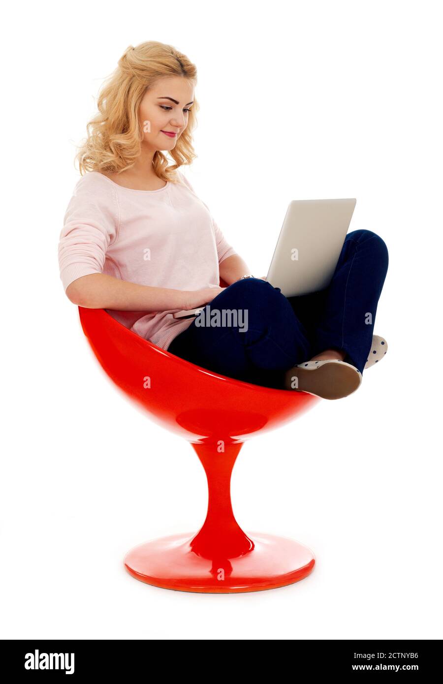 Girl with laptop isolated on white Stock Photo - Alamy