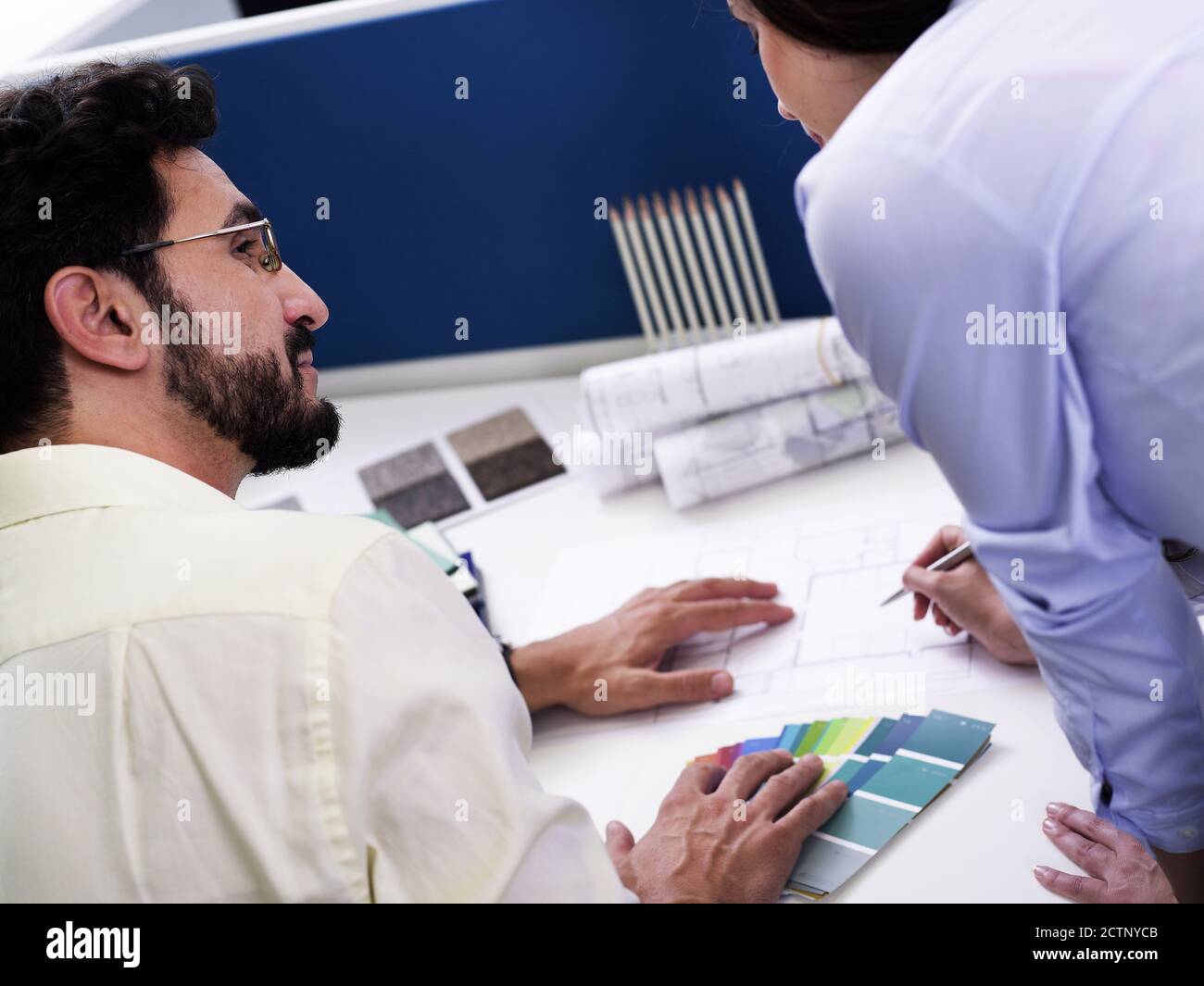 Two architects working together Stock Photo
