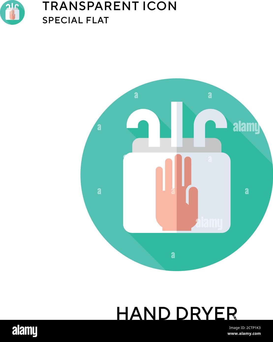 Hand dryer vector icon. Flat style illustration. EPS 10 vector. Stock Vector