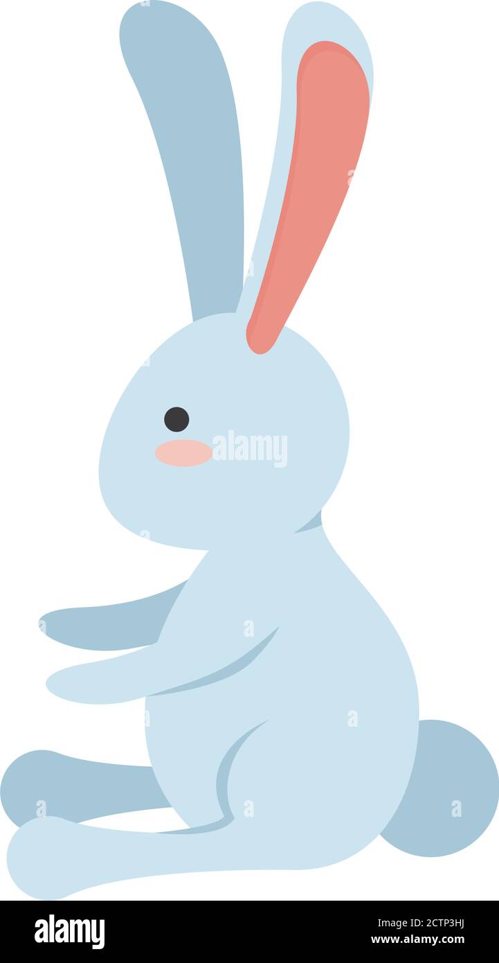 cute little rabbit easter animal seated vector illustration design ...