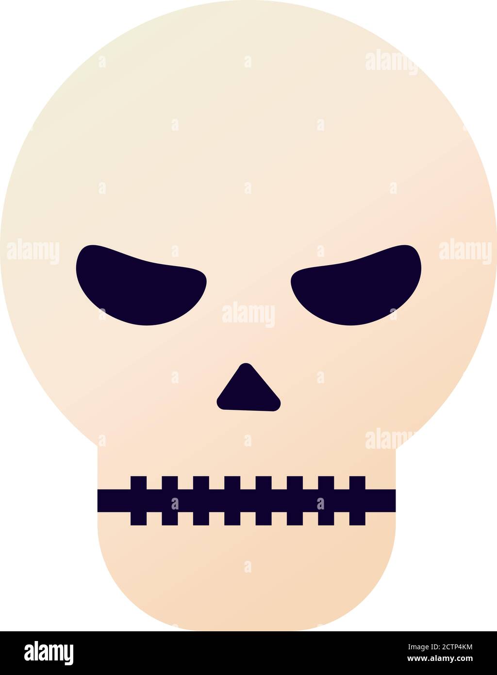 halloween head skull with witch hat flat style vector illustration ...