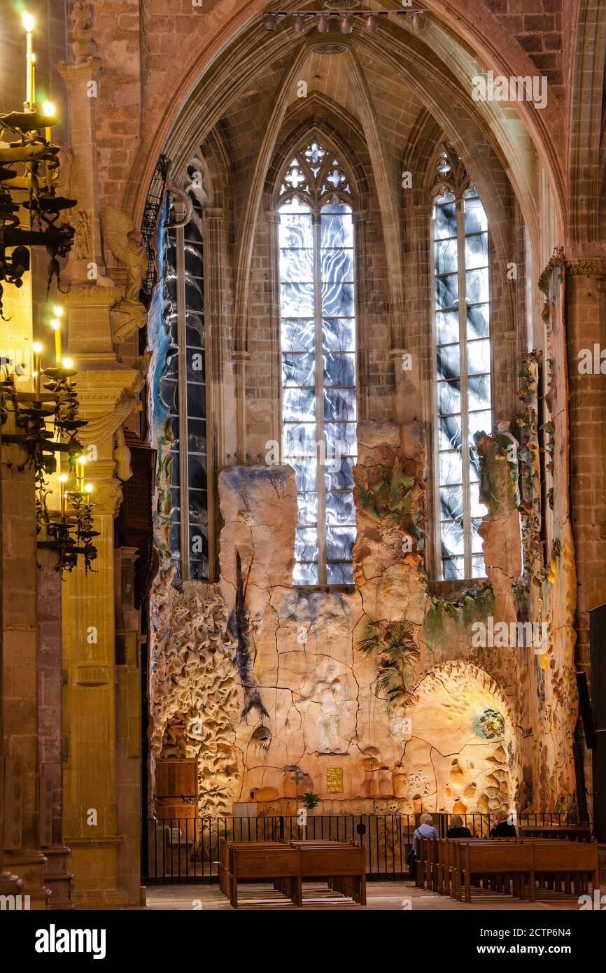 capilla de la adoracion de la eucaristia, 2007, obra de Miquel Barceló, Catedral de Mallorca , siglo  XIII, Monumento Histórico-artístico, Palma, mall Stock Photo