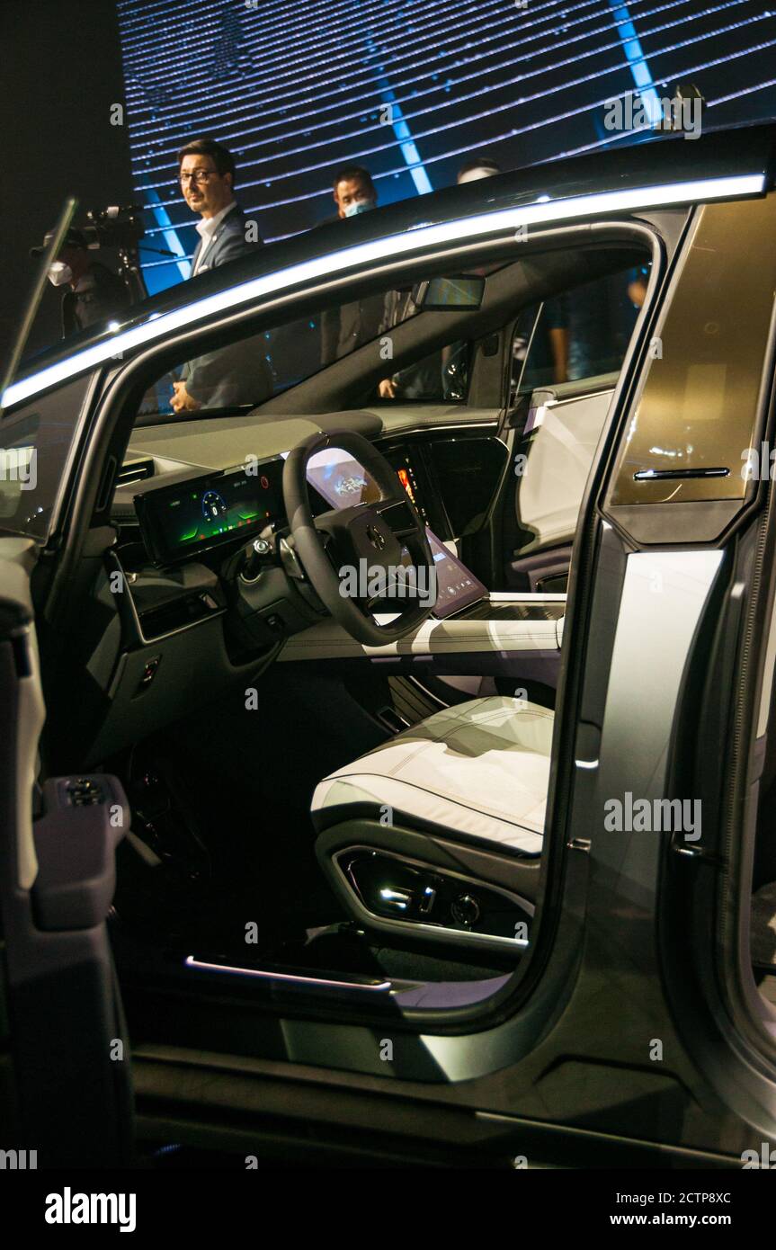 The four seater Founder Edition HiPhi X car at its Beijing launch. Stock Photo