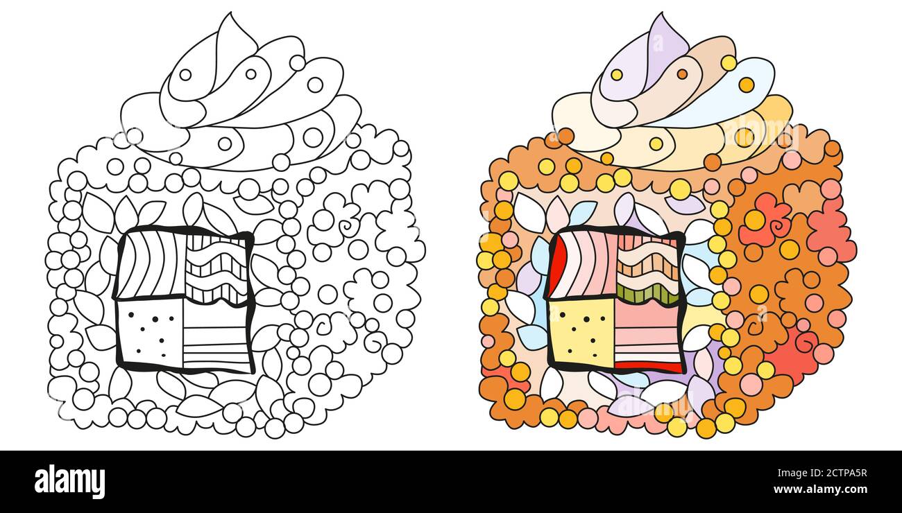 Zentangle Sushi. Hand drawn decorative vector illustration for coloring Stock Vector