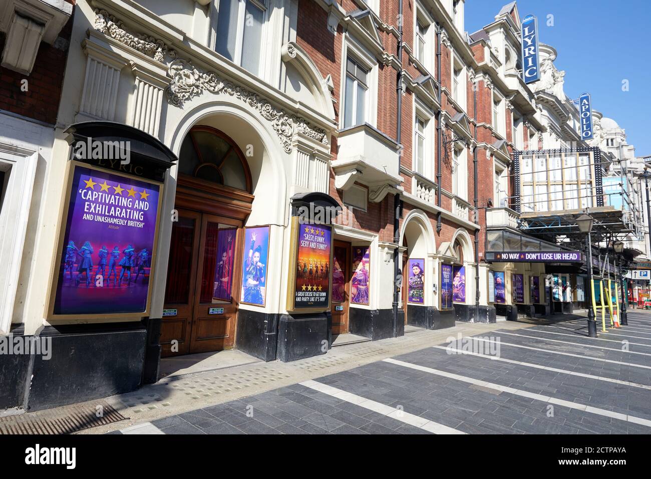 London, UK. - 21 Sept 2020: The exterior of the Lyric on Shaftesbury Avenue as it prepares to host the show Six from 14 November. It will be the first West End musical to resume performances in a West End theatre since they were forced to close in mid-March due to the coronavirus pandemic. Stock Photo