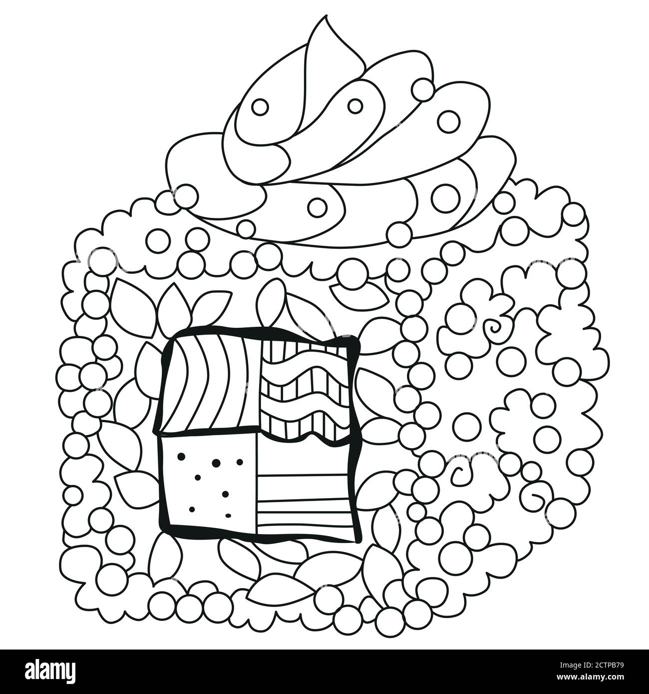 Zentangle Sushi. Hand drawn decorative vector illustration for coloring Stock Vector