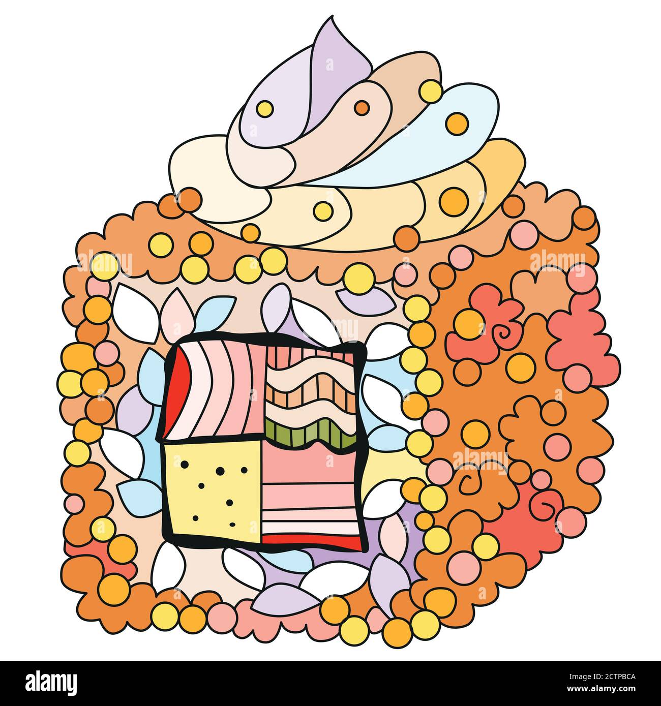 Zentangle Sushi. Hand drawn decorative vector illustration Stock Vector