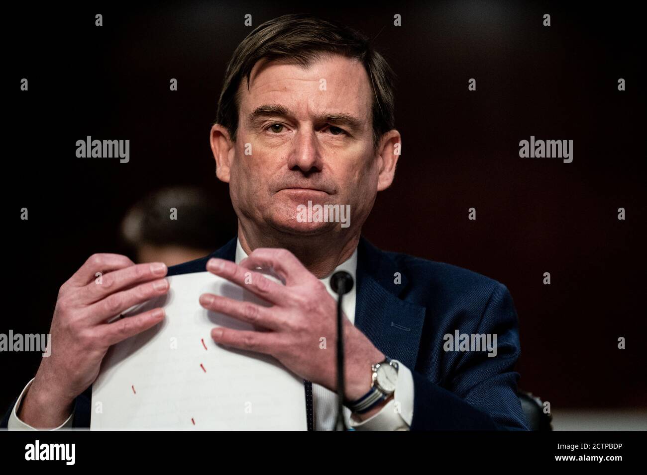 Washington, United States. 24th Sep, 2020. David Hale, under secretary of state for political affairs at the State Department, testifies at a Senate Committee on Foreign Relations hearing on US Policy in the Middle East on Capitol Hill in Washington, DC on Thursday, September 24, 2020. Pool Photo by Susan Walsh/UPI Credit: UPI/Alamy Live News Stock Photo