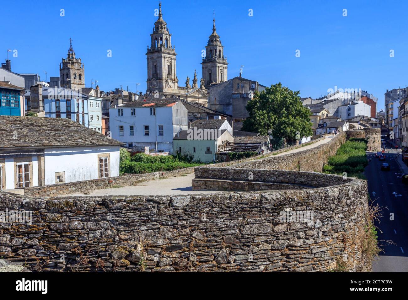 Lugo cathedral and city walls. Unesco World Heritage Site. Galicia. Spain Stock Photo