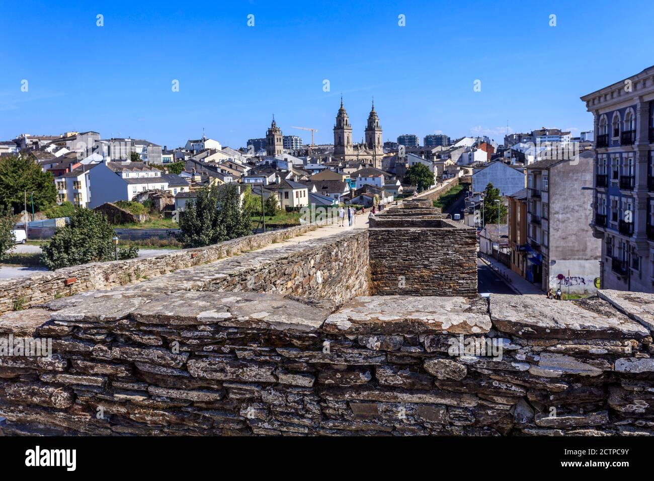 Lugo cathedral and city walls. Unesco World Heritage Site. Galicia. Spain. Stock Photo