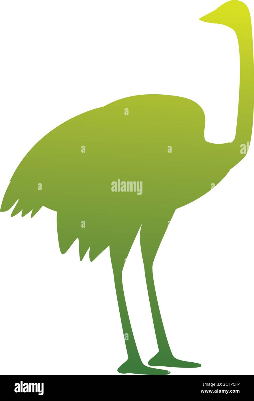 wild ostrich animal green silhouette nature icon vector illustration ...