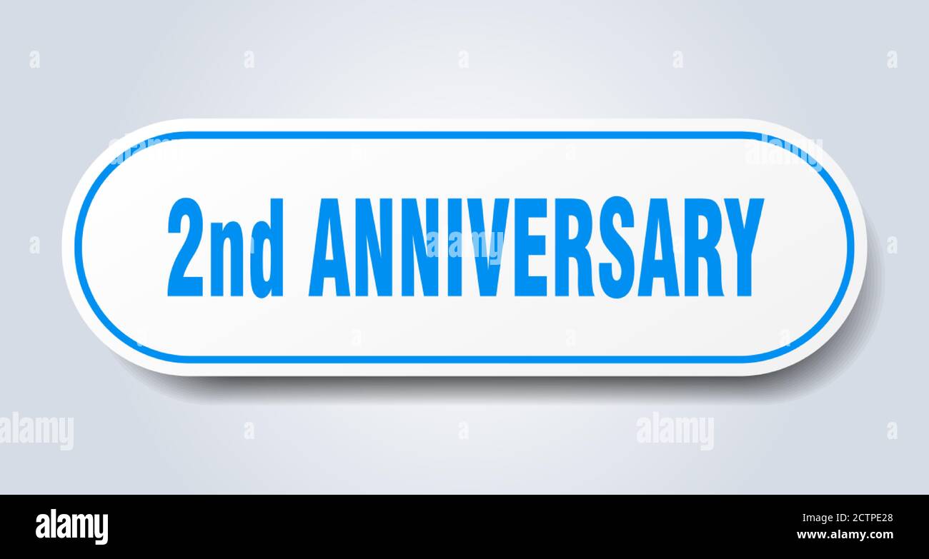 2nd anniversary sign. rounded isolated sticker. white button Stock Vector