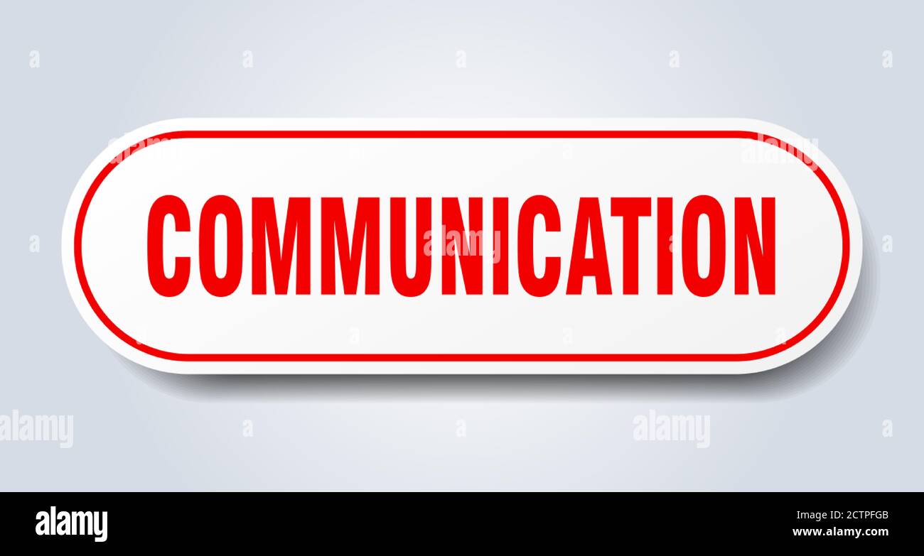 Communitcation Sign communication sign. rounded isolated sticker. white button Stock Vector ...