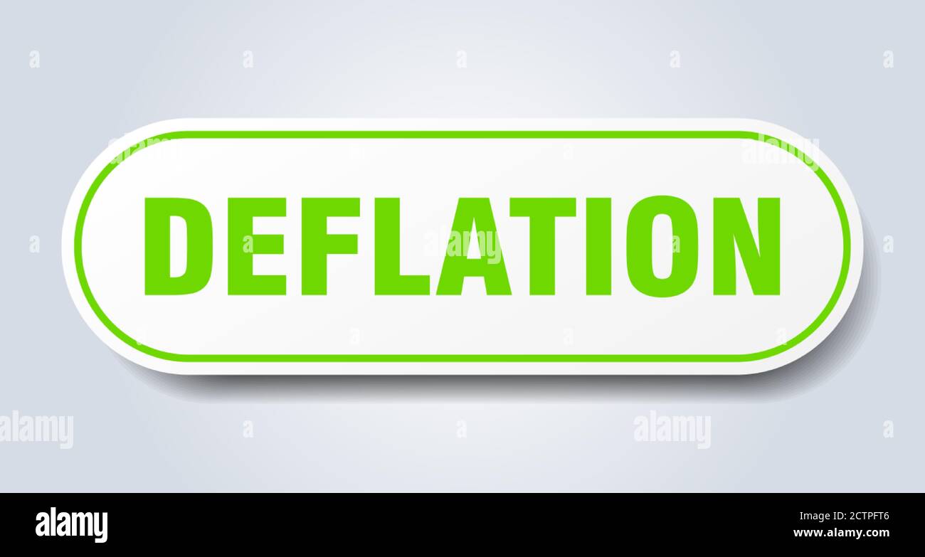 deflation sign. rounded isolated sticker. white button Stock Vector ...