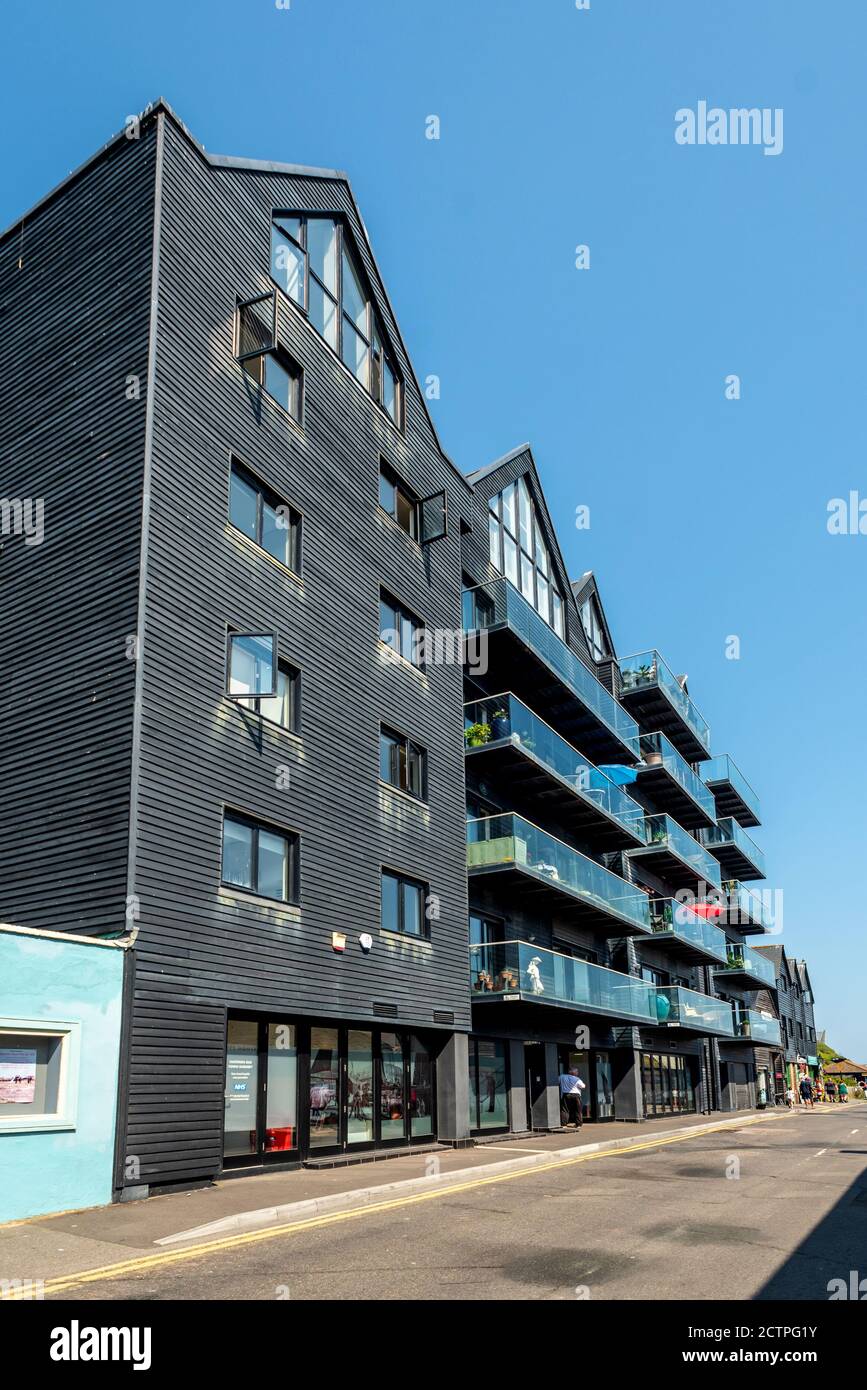 New and old buildings on RockANore in Hastings Stock Photo Alamy