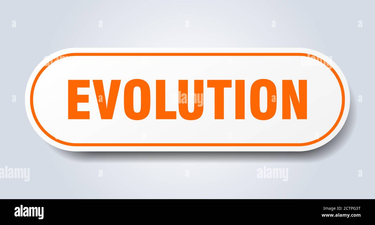 evolution sign. rounded isolated sticker. white button Stock Vector ...