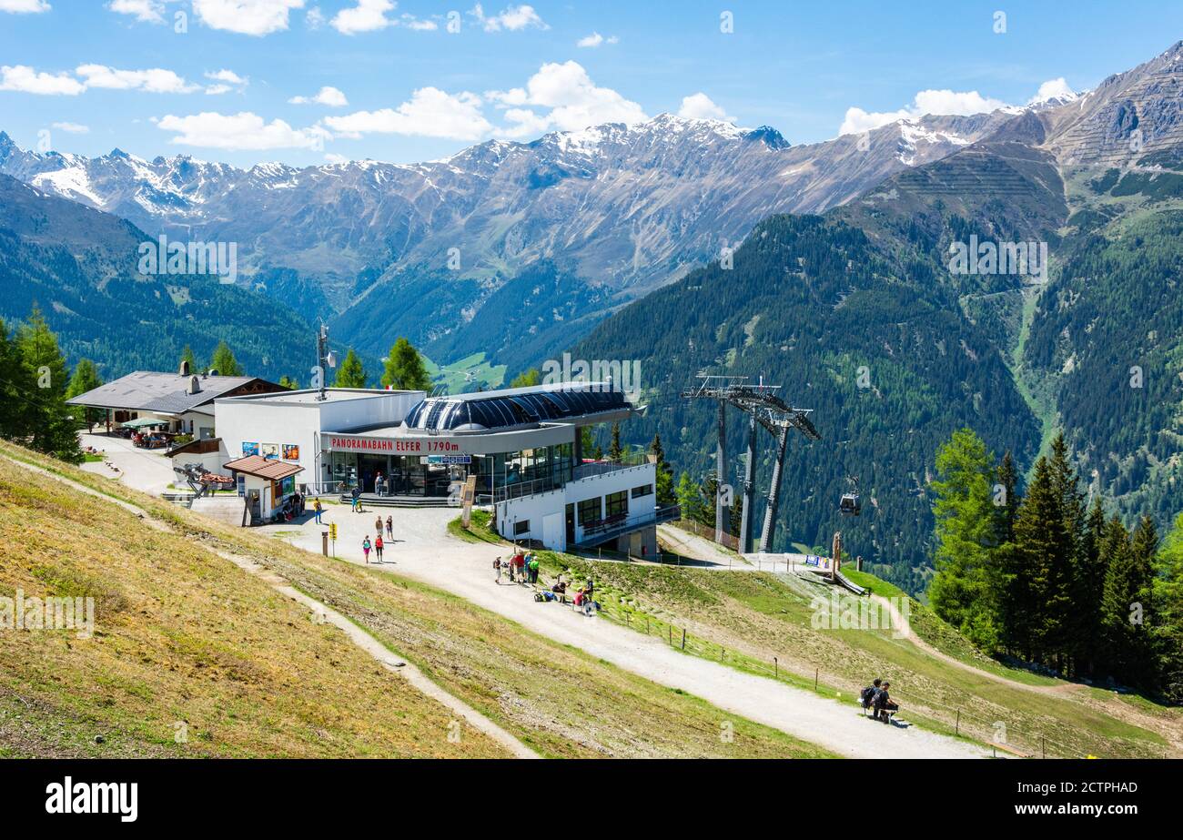 Neustift im Stubaital, Austria – May 28, 2017. Mountain station of Panoramabahn Elfer cable car in Stubaital valley in Tirol, Austria. Stock Photo