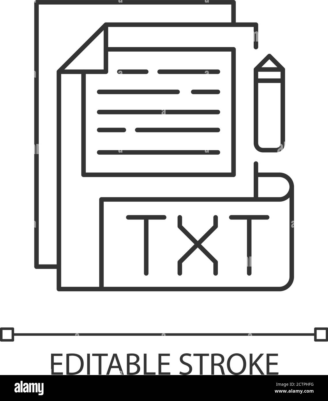 TXT file pixel perfect linear icon Stock Vector