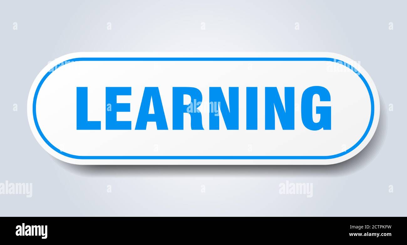 learning sign. rounded isolated sticker. white button Stock Vector ...