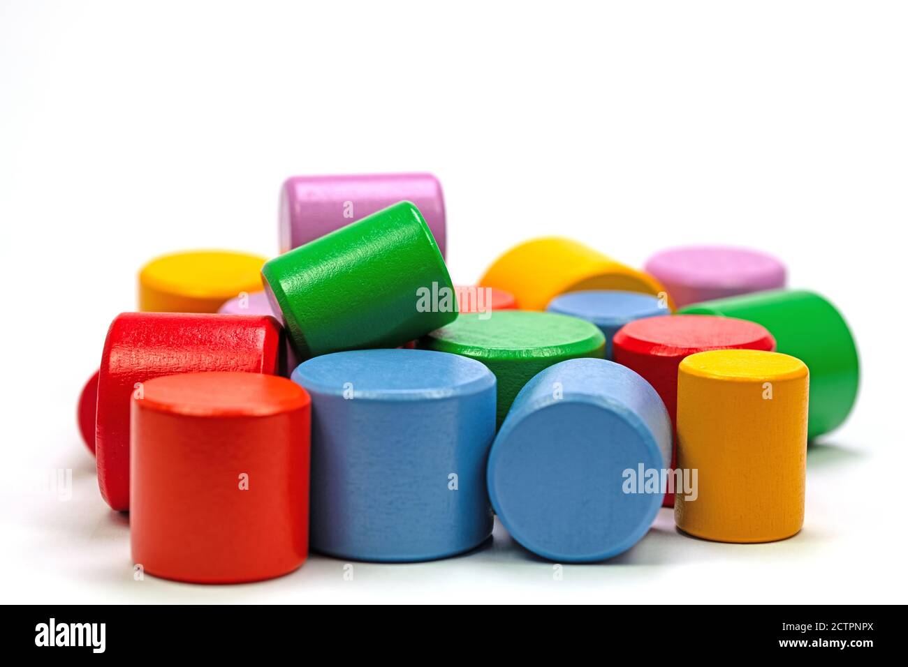 Colorful wooden building blocks against white background Stock Photo ...
