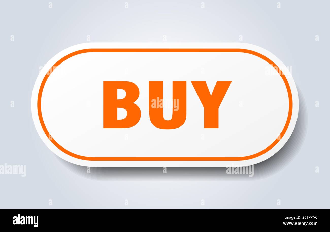 buy sign. rounded isolated sticker. white button Stock Vector Image ...