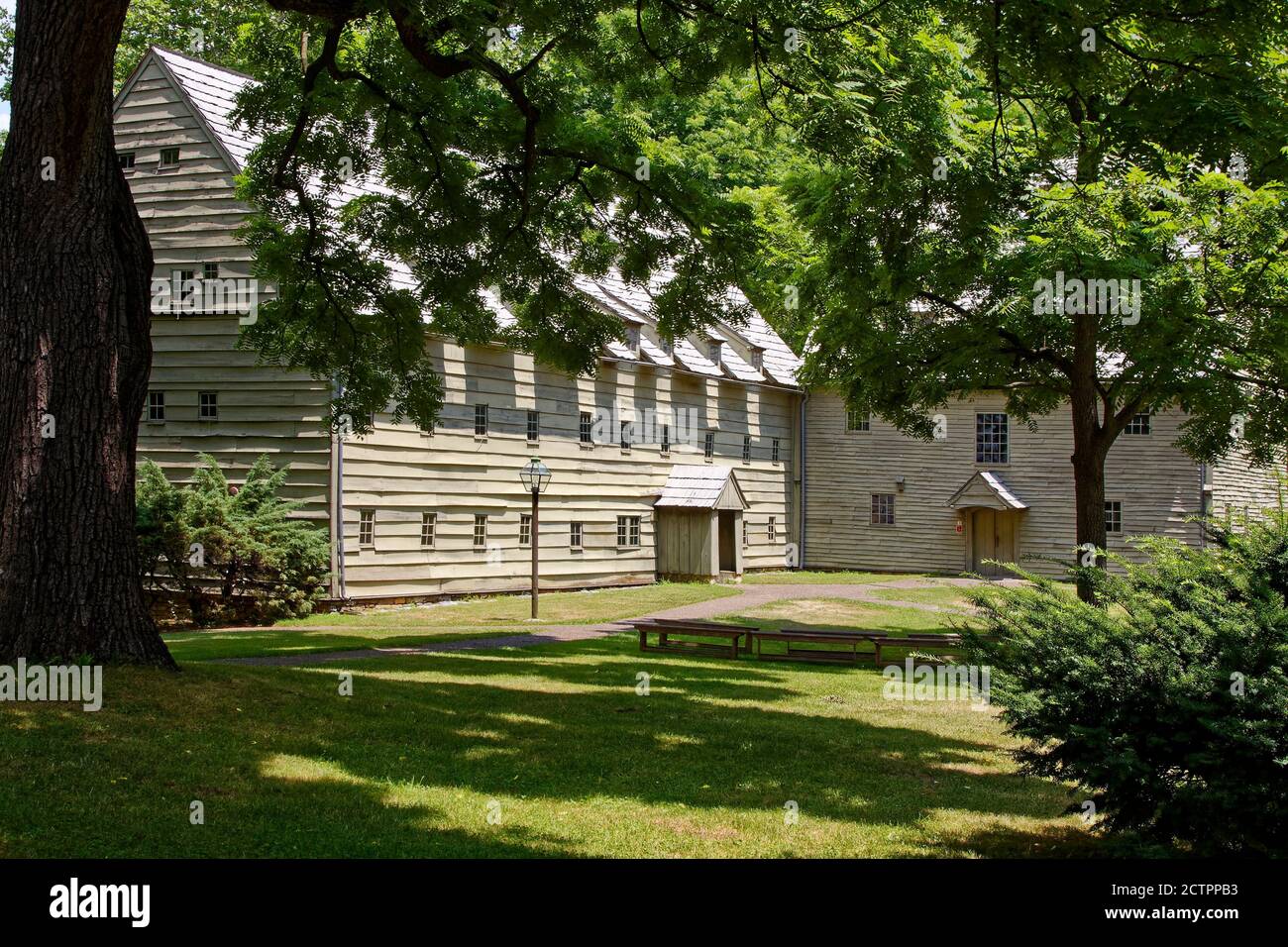 Ephrata Cloister, Saron, The Sisters House, 1743, Saal, Meetinghouse, 1741, historic, religious community, old wood buildings, Lancaster County, Penns Stock Photo