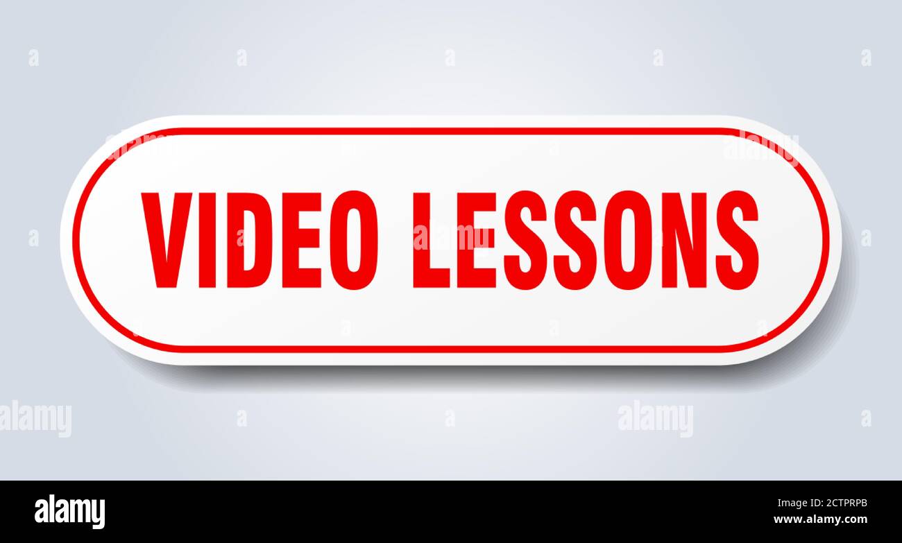 video lessons sign. rounded isolated sticker. white button Stock Vector