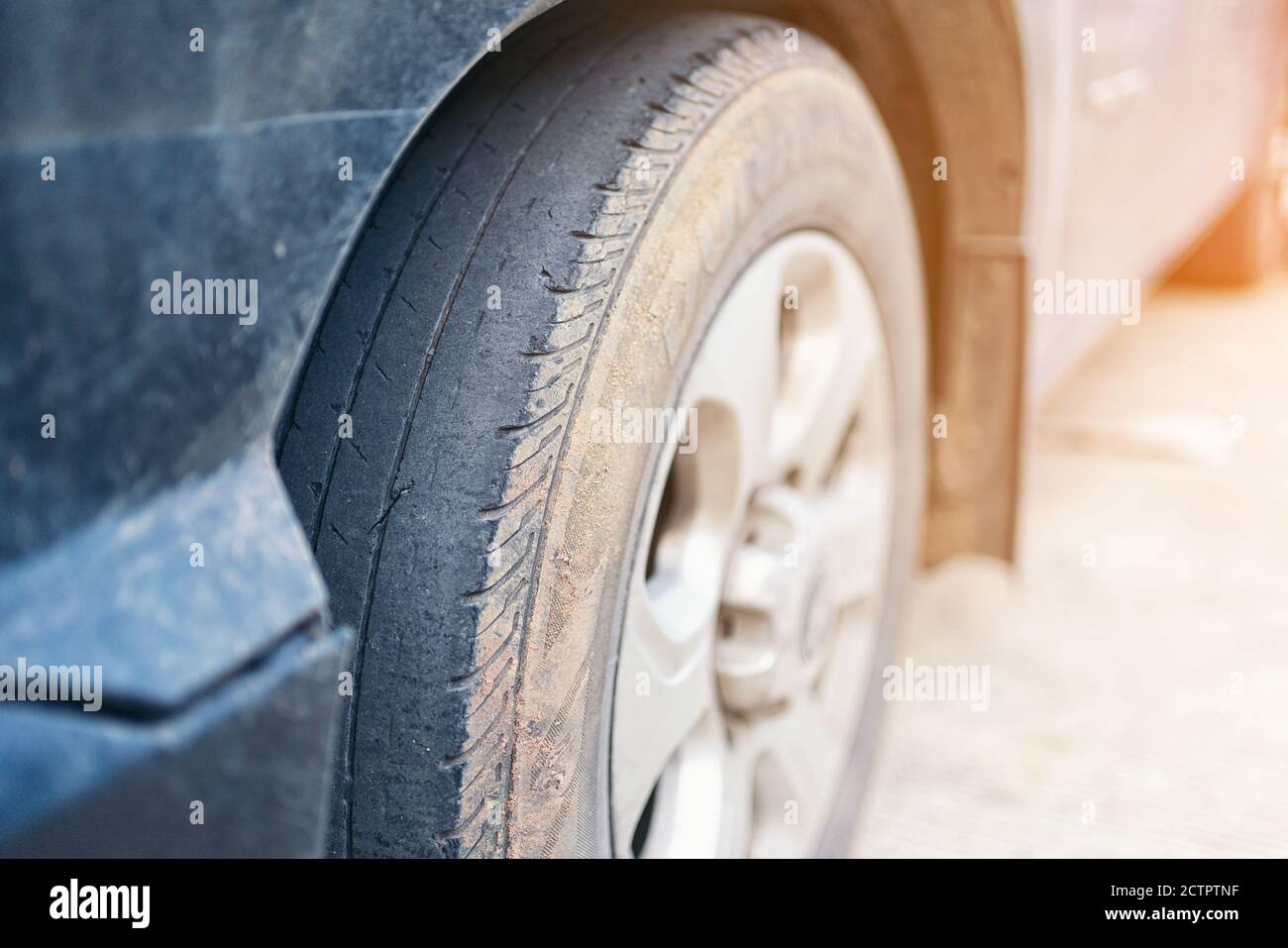 Care use unsafe tire, change time for a front wheel rubber worn, bald