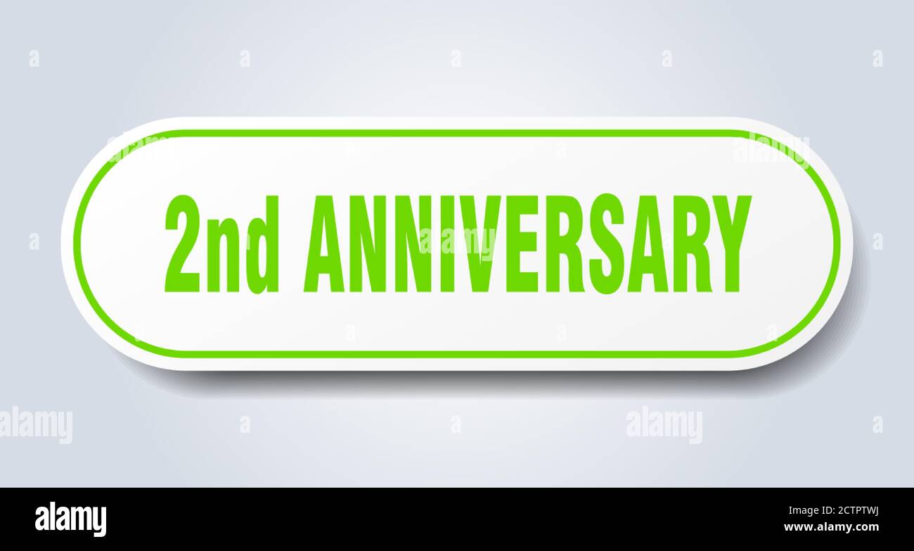 2nd anniversary sign. rounded isolated sticker. white button Stock Vector