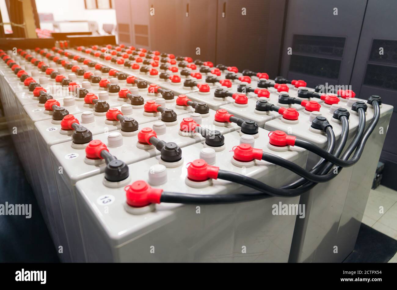 Battery pack in battery room in power plant for supply electricity in