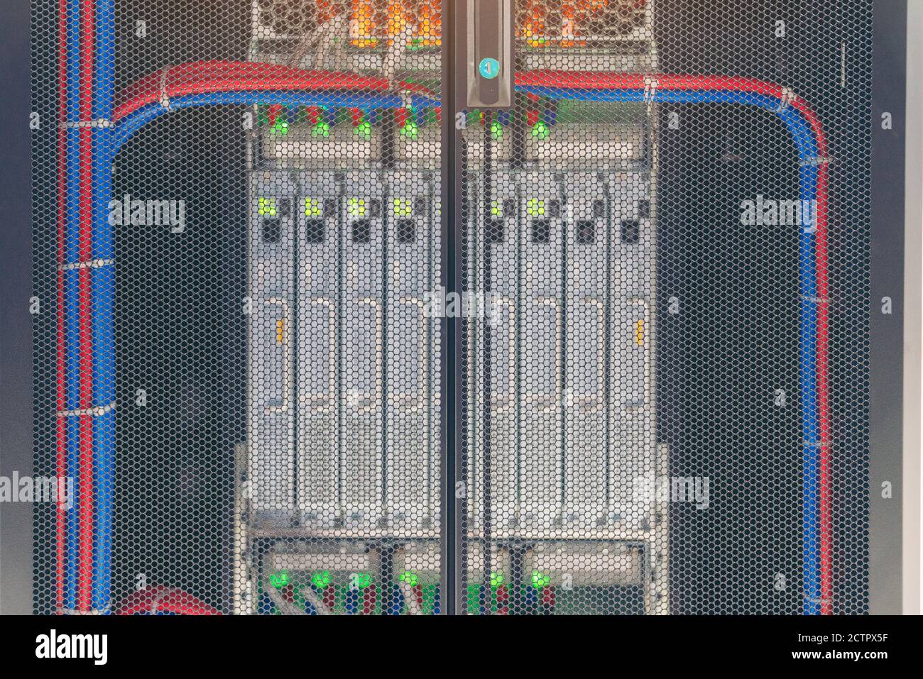 Rack Mounted Servers In A Server Room, Server rack audio cable. Severs