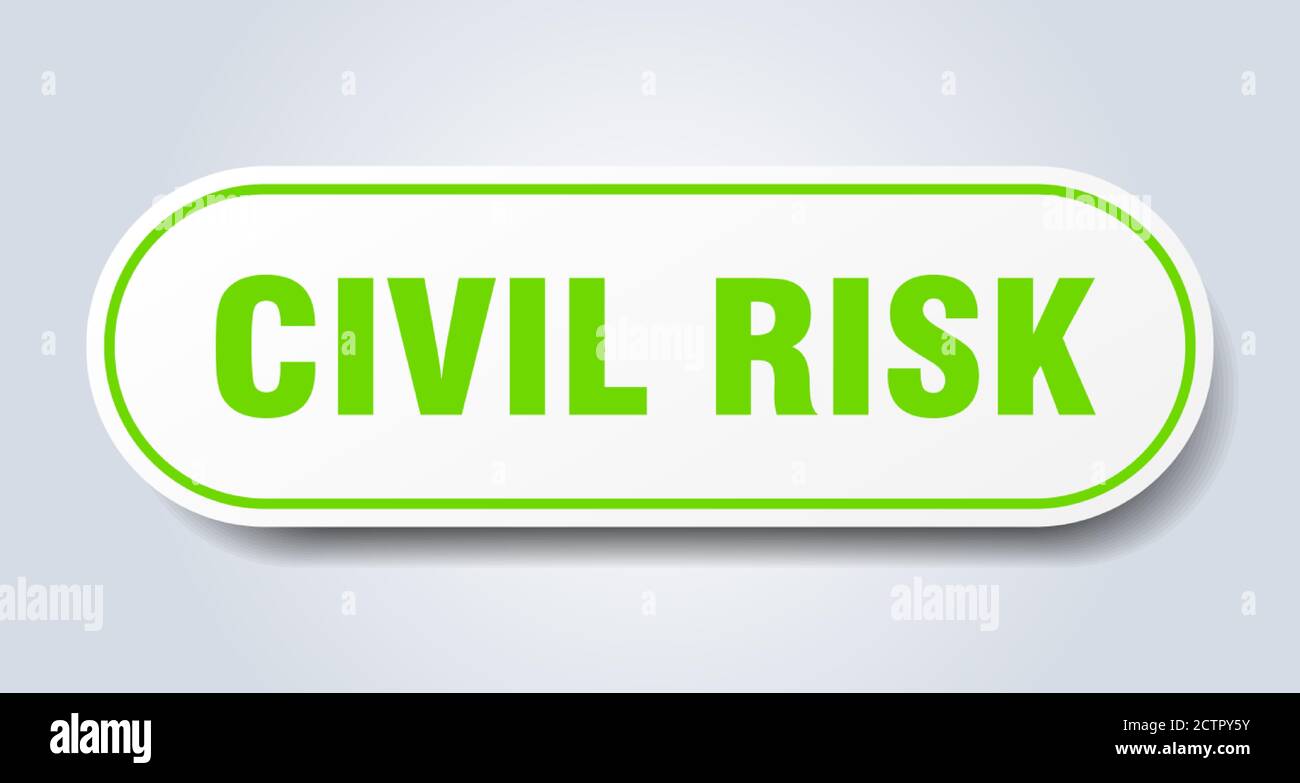 civil risk sign. rounded isolated sticker. white button Stock Vector ...