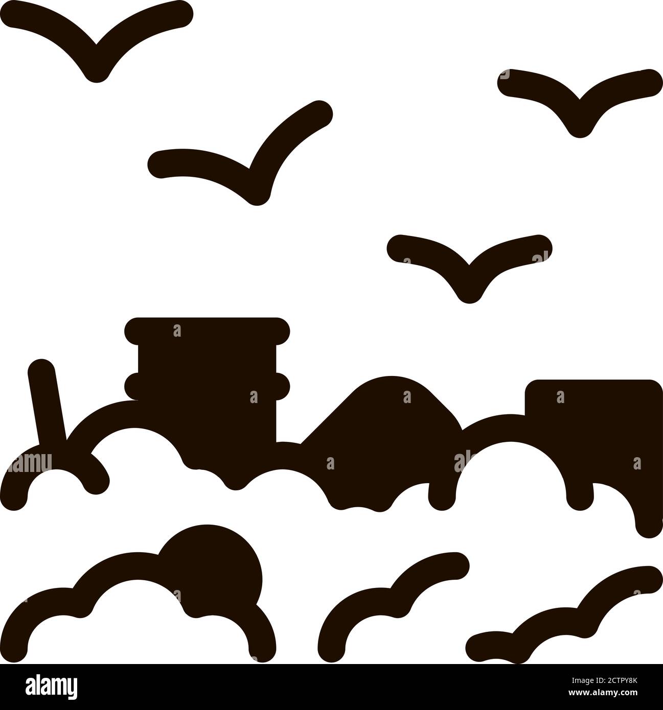 Building Smog And Birds Vector Icon Stock Vector